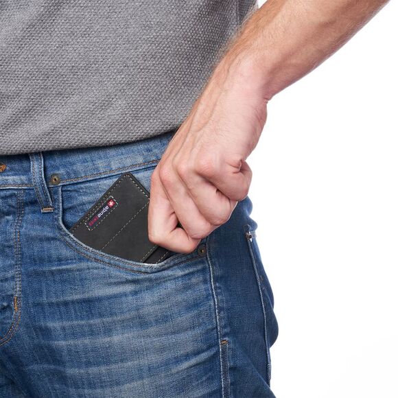 Alpine Swiss Men RFID Safe Minimalist Front Pocket Wallet Small Slim Card Holder - Picture 5 of 6